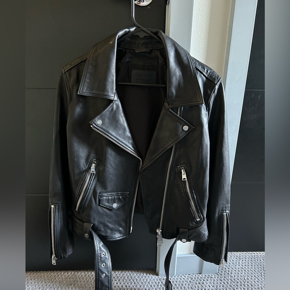 AllSaints Luna 4 in 1 Leather jacket with removable shearling vest US Sz 2